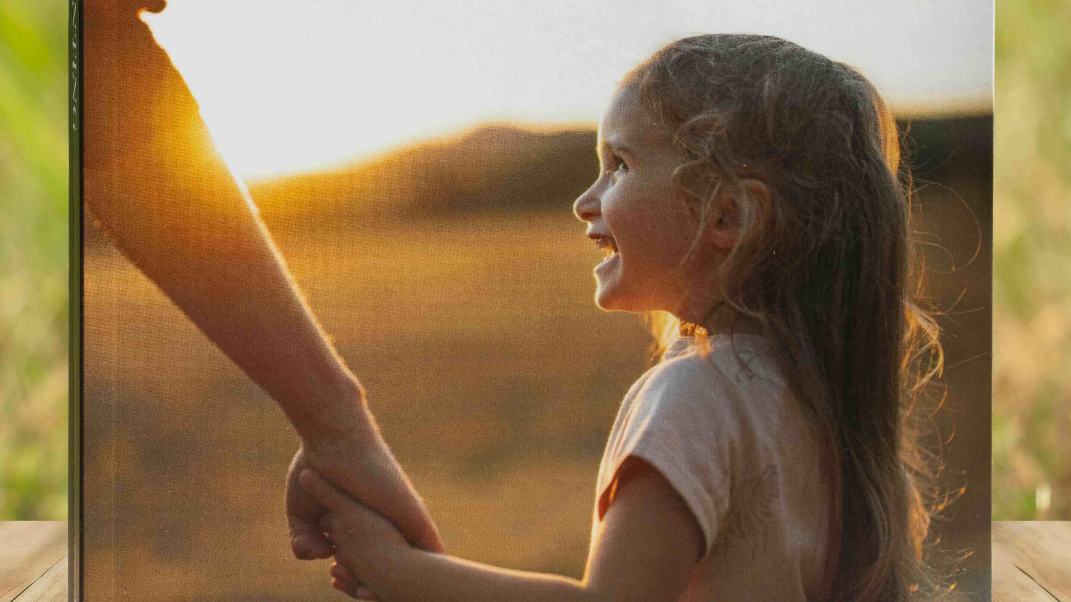 Book titled 'Beyond Blessed Parenting' by Tricia Thornton on a wooden surface with a blurred natural background